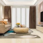 3d rendering loft luxury living room with bookshelf with pouf